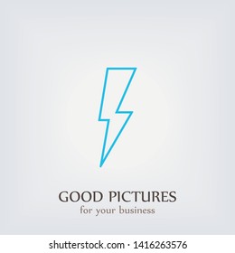Linear thunder and lightning icon in trendy design style. Vector graphic illustration. Sign of charging and energy.