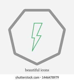 Linear thunder and lightning icon in trendy design style. Vector graphic illustration. A sign of charging and energy. A symbol of the thunder.