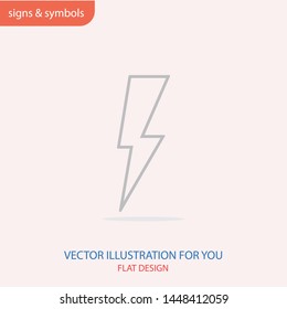 Linear thunder and lightning icon in trendy design style. Vector graphic illustration. A sign of charging and energy. A symbol of the thunder.