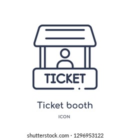 Linear ticket booth icon from Entertainment outline collection. Thin line ticket booth icon isolated on white background. ticket booth trendy illustration