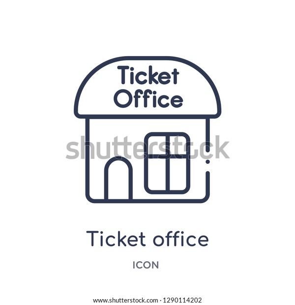 Linear ticket office icon from Cinema\
outline collection. Thin line ticket office vector isolated on\
white background. ticket office trendy\
illustration