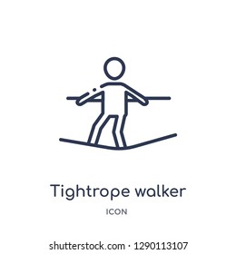 Linear tightrope walker icon from Circus outline collection. Thin line tightrope walker vector isolated on white background. tightrope walker trendy illustration