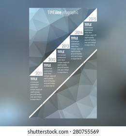 Linear time line info graphic on blurred background
