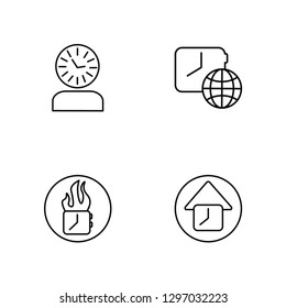 Linear Time pressure, Deadline, Global, Time Vector Illustration Of 4 outline Icons. Editable Pack Of Time pressure, Deadline, Global, Time