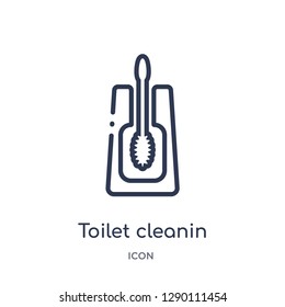 Linear toilet cleanin icon from Cleaning outline collection. Thin line toilet cleanin vector isolated on white background. toilet cleanin trendy illustration