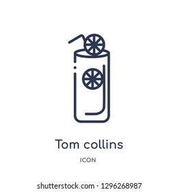 Linear tom collins icon from Drinks outline collection. Thin line tom collins icon vector isolated on white background. tom collins trendy illustration