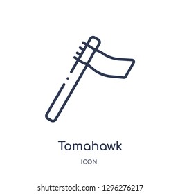 Linear tomahawk icon from Desert outline collection. Thin line tomahawk icon vector isolated on white background. tomahawk trendy illustration