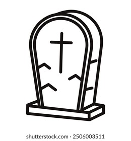 Linear tombstone icon. The Halloween holiday. Vector illustration.