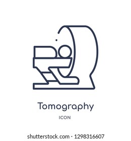 Linear tomography icon from Medical outline collection. Thin line tomography icon isolated on white background. tomography trendy illustration