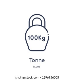 Linear tonne icon from Education outline collection. Thin line tonne icon isolated on white background. tonne trendy illustration