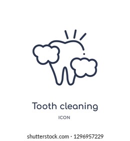 Linear tooth cleaning icon from Dentist outline collection. Thin line tooth cleaning icon isolated on white background. tooth cleaning trendy illustration