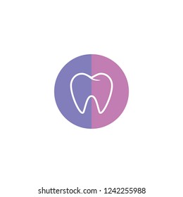 Linear tooth icon in a purple circle