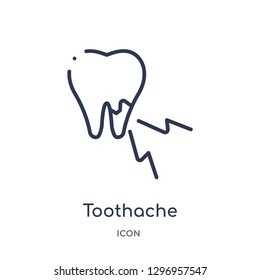 Linear toothache icon from Dentist outline collection. Thin line toothache icon isolated on white background. toothache trendy illustration