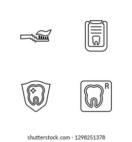 Linear Toothbrush, Dental, Medical list, X ray Vector Illustration Of 4 outline Icons. Editable Pack Of Toothbrush, Dental, Medical list, X ray
