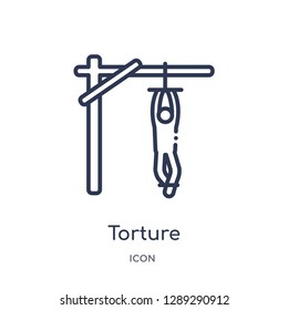 Linear torture icon from Army and war outline collection. Thin line torture vector isolated on white background. torture trendy illustration