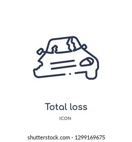 Linear total loss icon from Insurance outline collection. Thin line total loss icon isolated on white background. total loss trendy illustration