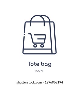 Linear Tote Bag Icon From Commerce And Shopping Outline Collection. Thin Line Tote Bag Icon Isolated On White Background. Tote Bag Trendy Illustration