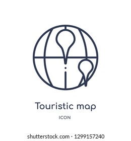 Linear touristic map icon from Maps and locations outline collection. Thin line touristic map icon isolated on white background. touristic map trendy illustration