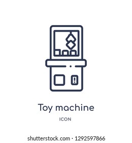 Linear toy machine icon from Entertainment and arcade outline collection. Thin line toy machine icon vector isolated on white background. toy machine trendy illustration