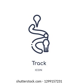 Linear track icon from Maps and locations outline collection. Thin line track icon isolated on white background. track trendy illustration