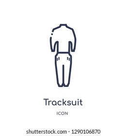 Linear tracksuit icon from Clothes outline collection. Thin line tracksuit vector isolated on white background. tracksuit trendy illustration