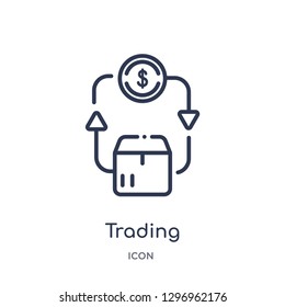 Linear trading icon from Commerce and shopping outline collection. Thin line trading icon isolated on white background. trading trendy illustration