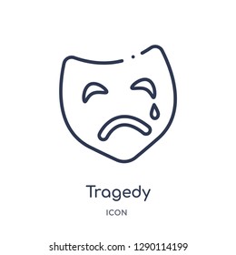 Linear tragedy icon from Cinema outline collection. Thin line tragedy vector isolated on white background. tragedy trendy illustration