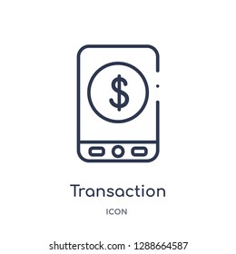 Linear transaction icon from Artifical intelligence outline collection. Thin line transaction vector isolated on white background. transaction trendy illustration