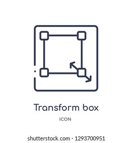 Linear transform box icon from Edit outline collection. Thin line transform box icon vector isolated on white background. transform box trendy illustration