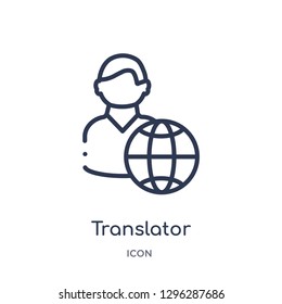 Linear translator icon from Customer service outline collection. Thin line translator icon vector isolated on white background. translator trendy illustration