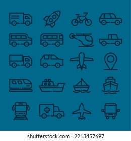linear transport style icon set