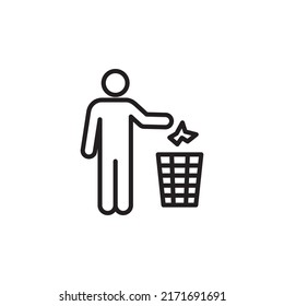 Linear trash icon from Behavior outline set. Thin line throwing garbage vector isolated on white background