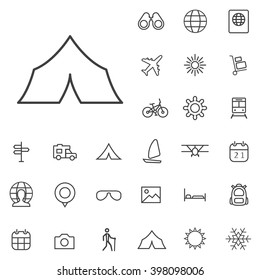 Linear travel icons set. Universal travel icon to use in web and mobile UI, travel basic UI elements set