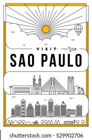 Linear Travel Sao Paulo Poster Design