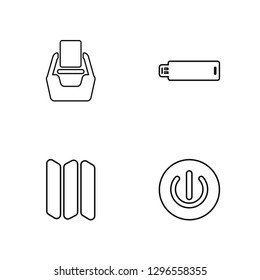 Linear Tray, Map, USB, Button Vector Illustration Of 4 outline Icons. Editable Pack Of Tray, Map, USB, Button