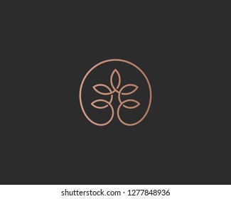 Linear tree flower logotype. Universal  premium park lotus eco vector logo icon symbol. 