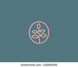 Linear tree flower vector logotype. Abstract park eco vector logo icon logo. 