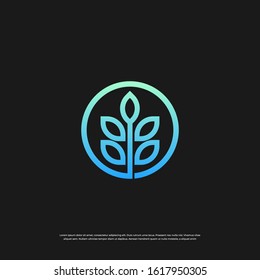 Linear tree flower vector logotype. Abstract park eco vector logo icon logo.