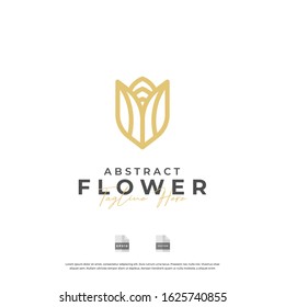 Linear tree flower vector logotype. Abstract park eco vector logo icon logo.