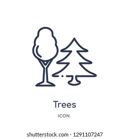 Linear trees icon from Camping outline collection. Thin line trees vector isolated on white background. trees trendy illustration