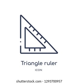 Linear triangle ruler icon from Edit outline collection. Thin line triangle ruler icon vector isolated on white background. triangle ruler trendy illustration