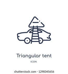 Linear triangular tent icon from Mechanicons outline collection. Thin line triangular tent icon isolated on white background. triangular tent trendy illustration