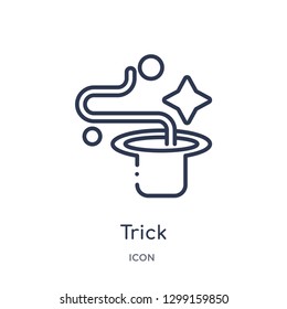 Linear trick icon from Magic outline collection. Thin line trick icon isolated on white background. trick trendy illustration