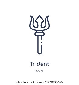 Linear trident icon from India outline collection. Thin line trident icon isolated on white background. trident trendy illustration