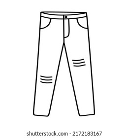 Lineare Hosen-Jeans. Schwarze Linie Pants Symbol einzeln auf weißem Hintergrund. Die Hosen unterschreiben. Vektorgrafik