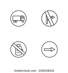 Linear Truck, Baggage, No straight, One way Vector Illustration Of 4 outline Icons. Editable Pack Of Truck, Baggage, No straight, One way