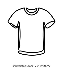 Linear t-shirt icon. Black and white image of a hand-drawn t-shirt. Vector illustration