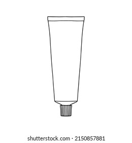 Linear tube of toothpaste, or other cosmetic product. Cosmetic. Vector illustration.