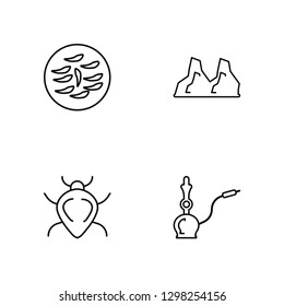 Linear Tumbleweed, Scarab, Stones, Hookah Vector Illustration Of 4 outline Icons. Editable Pack Of Tumbleweed, Scarab, Stones, Hookah