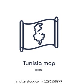 Linear tunisia map icon from Countrymaps outline collection. Thin line tunisia map icon vector isolated on white background. tunisia map trendy illustration